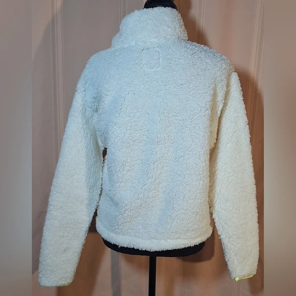 SO White Sherpa Jacket with Neon Yellow Accents - Picture 4 of 7